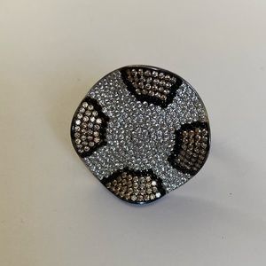 🐆925 Silver ring leopard champagne cz stone round shape